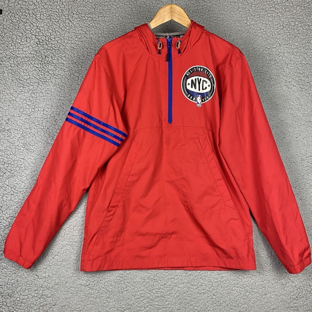 Adidas NBA ALL-STAR 2015‎ Pullover Jacket Hooded Windbreaker S Red BKL NY RARE